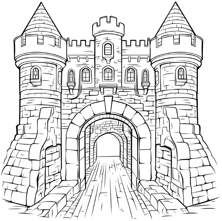 malvorlage-mittelalterliches-schloss-zum-ausdrucken