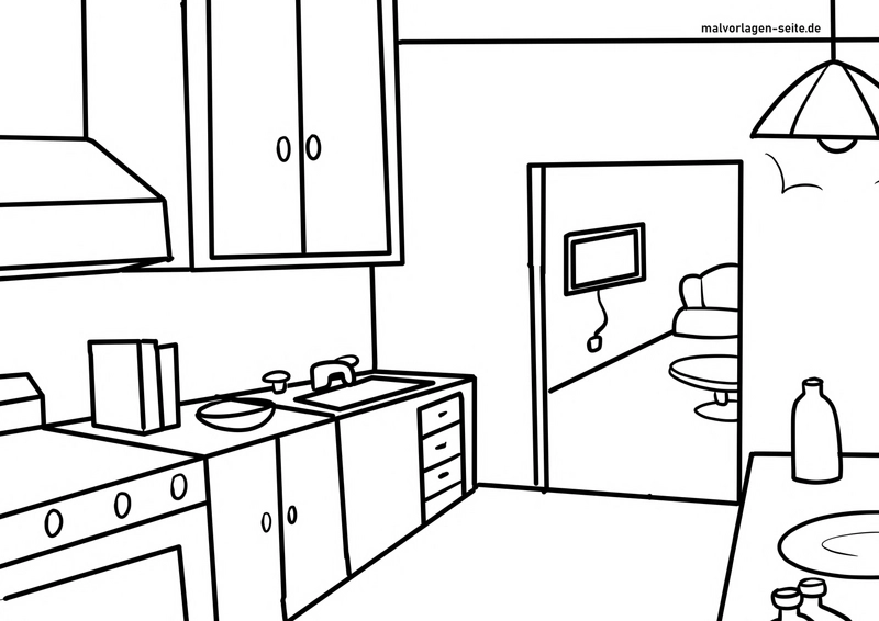 malvorlage-moderne-kueche-mit-wohnbereich