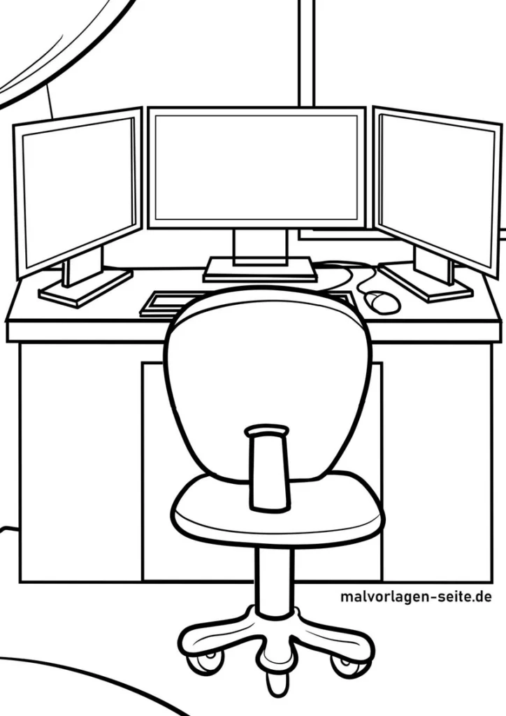 malvorlage-moderner-arbeitsplatz-mit-buerostuhl-und-monitoren