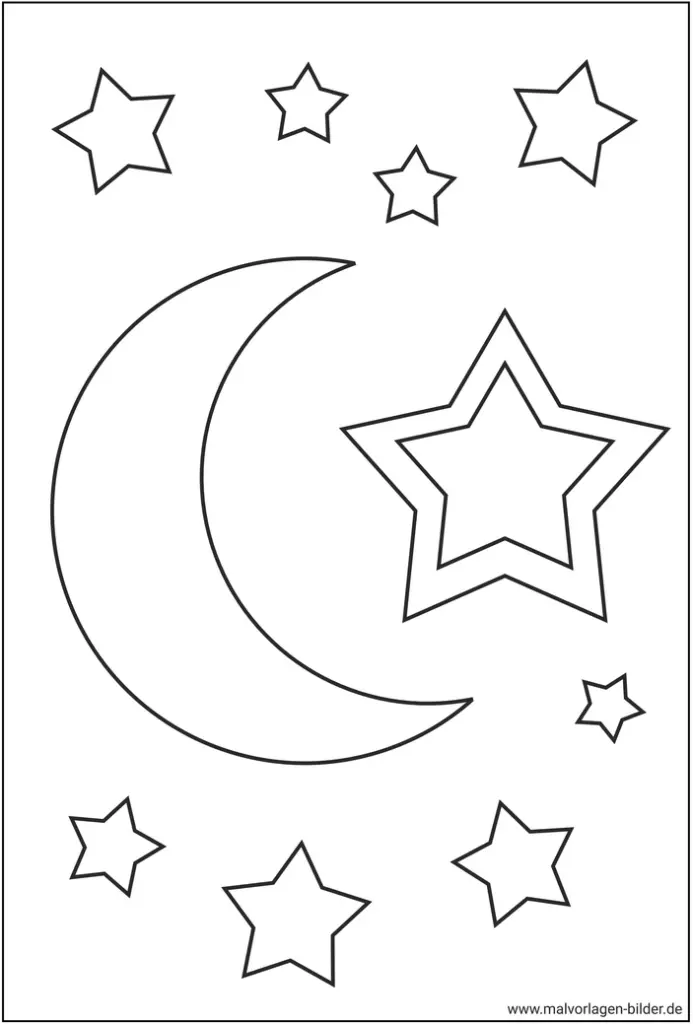 malvorlage-mond-und-sterne-ausmalen