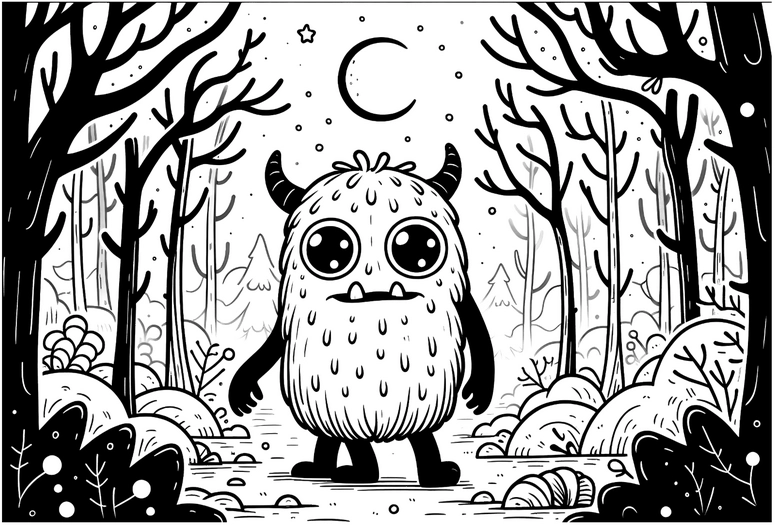 malvorlage-monster-im-wald-fuer-kreative-kinder