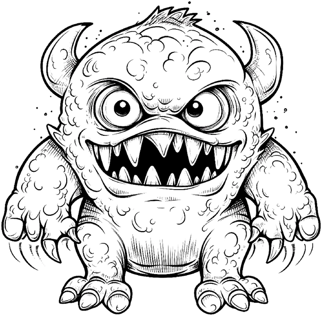 malvorlage-monster-mit-grossen-augen-und-scharfen-zahnen