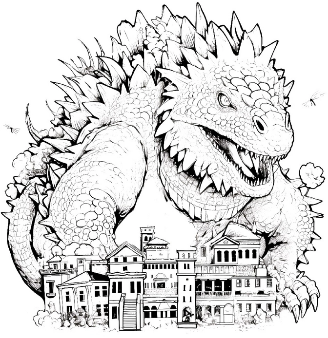 malvorlage-monster-und-stadt-kreatives-ausmalen