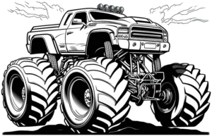 malvorlage-monstertruck-grosse-reifen-ausmalbild