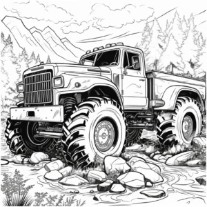 malvorlage-monstertruck-in-der-natur