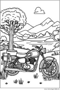 malvorlage-motorrad-in-der-natur