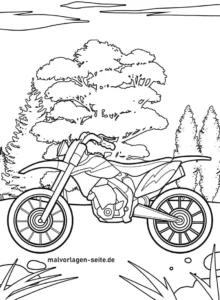 malvorlage-motorrad-in-der-natur-ausmalen