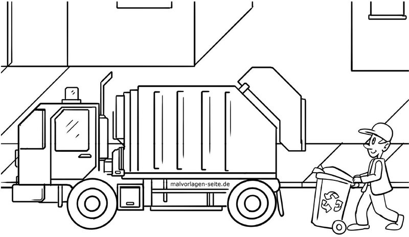 malvorlage-muellauto-recycling-thema