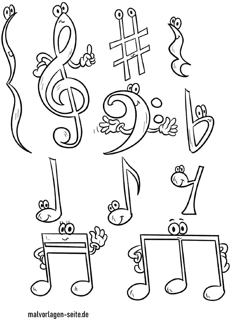malvorlage-musikalische-symbole-und-zahlen