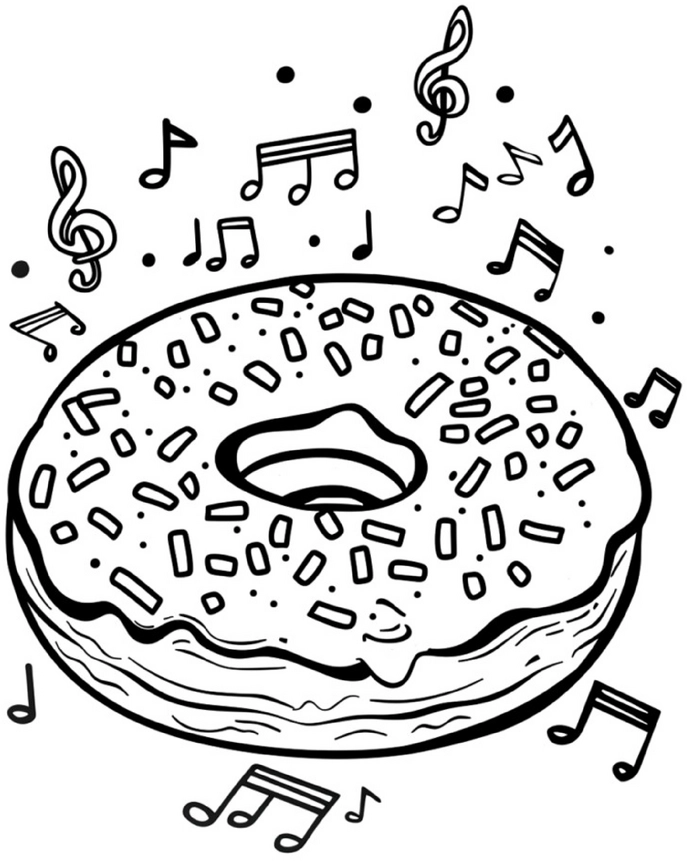 malvorlage-musikalischer-donut-mit-noten
