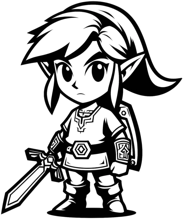 malvorlage-mutiger-held-mit-schwert