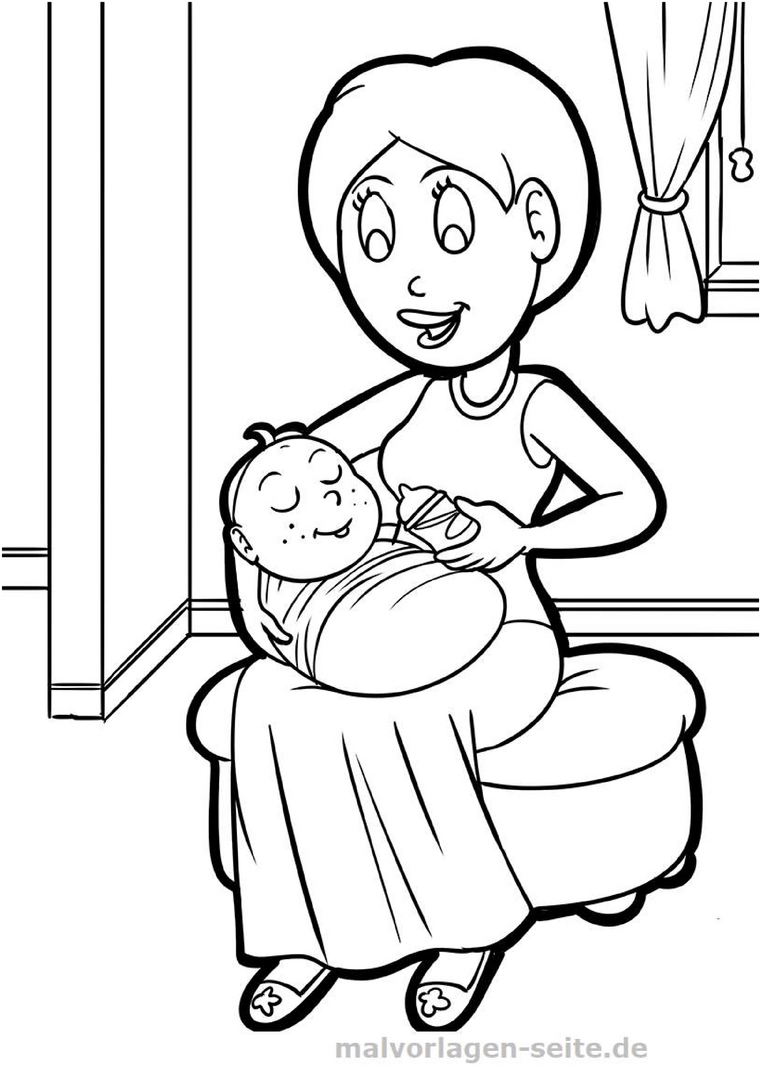 malvorlage-mutter-mit-baby-ausmalbild