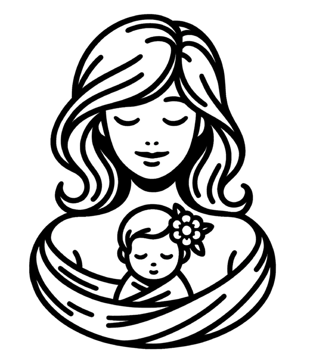 malvorlage-mutter-mit-baby-kreativ-ausmalen