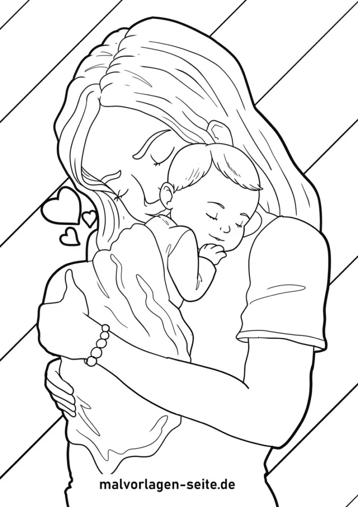 malvorlage-mutter-mit-baby-zum-ausmalen