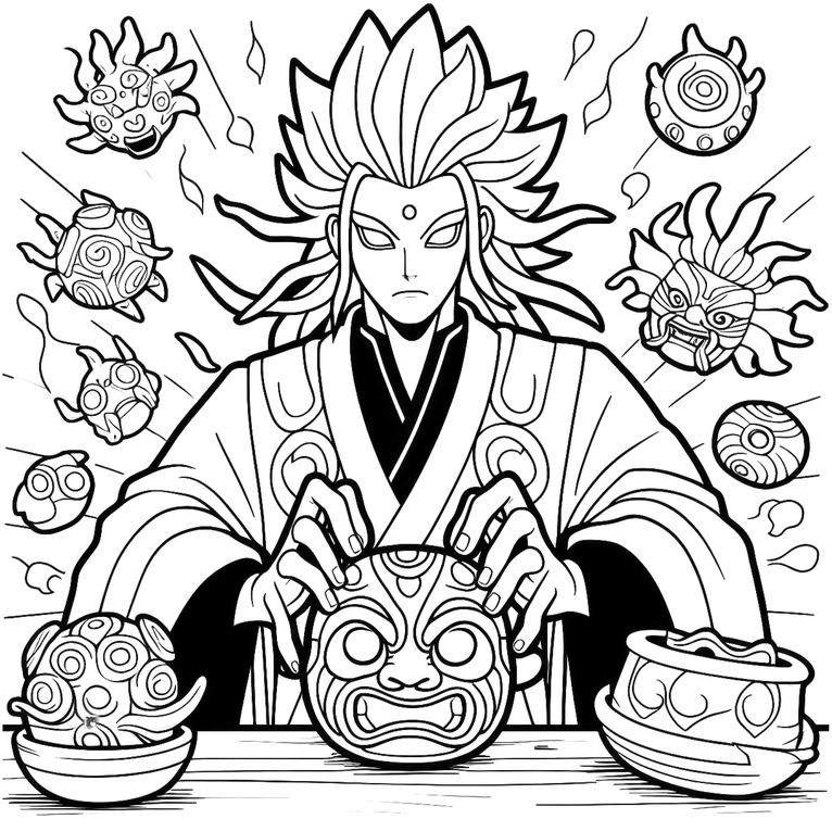 malvorlage-mystische-masken-und-gestalten