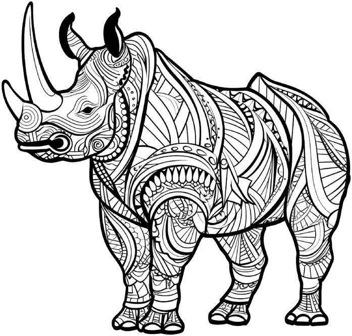 malvorlage-nashorn-kunstvolle-muster