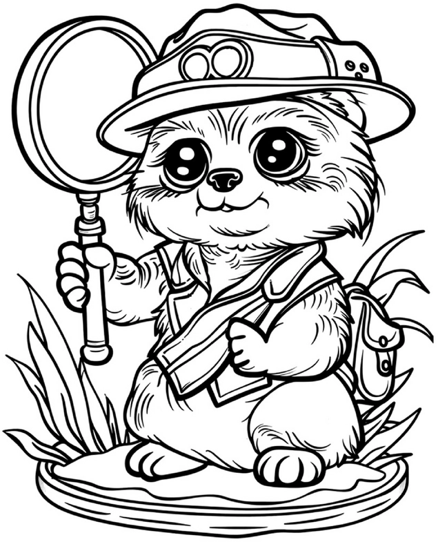 malvorlage-neugieriges-erdmaennchen-mit-lupe