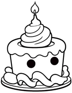 malvorlage-niedliche-geburtstagstorte-mit-kerze-und-sahnehaube