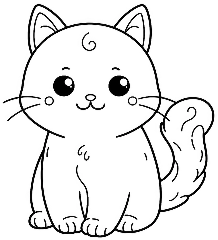 malvorlage-niedliche-katze-mit-grossen-augen