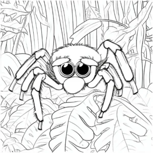 malvorlage-niedliche-spinne-im-dschungel