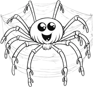 malvorlage-niedliche-spinne-im-netz