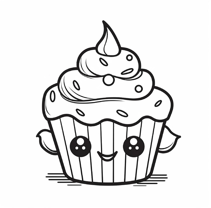 malvorlage-niedlicher-cupcake-mit-bunten-streuseln