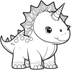 malvorlage-niedlicher-dinosaurier-mit-horn-und-stacheln