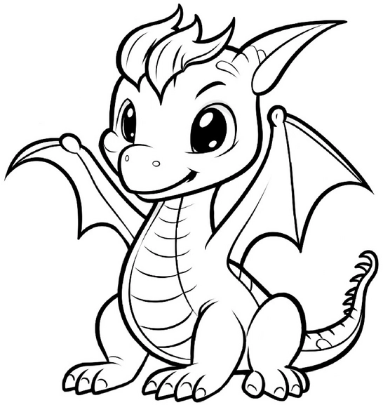 malvorlage-niedlicher-drache-mit-grossen-augen