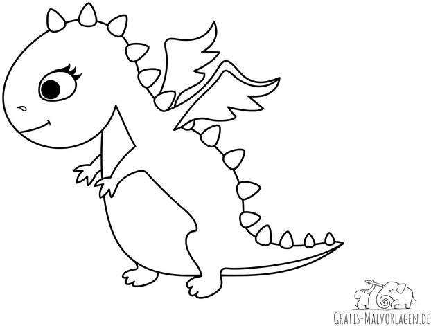 malvorlage-niedlicher-drache-mit-stacheln