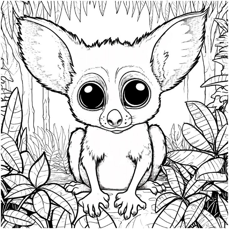 malvorlage-niedlicher-dschungelbewohner-mit-grossen-augen