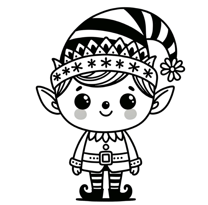 malvorlage-niedlicher-elf-weihnachten