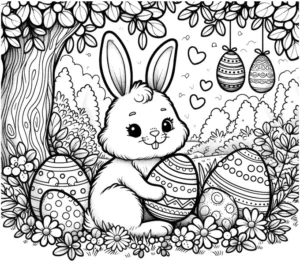 malvorlage-niedlicher-hase-mit-ostereiern