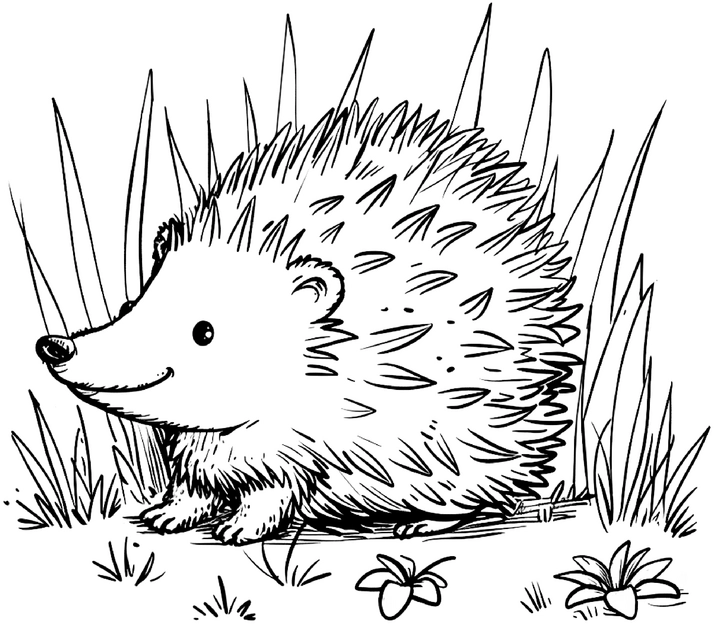 malvorlage-niedlicher-igel-in-der-natur