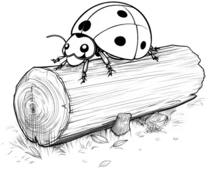 malvorlage-niedlicher-kaefer-auf-baumstamm