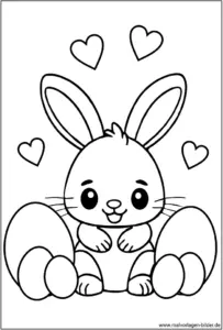 malvorlage-niedlicher-osterhase-mit-herzen-und-eiern