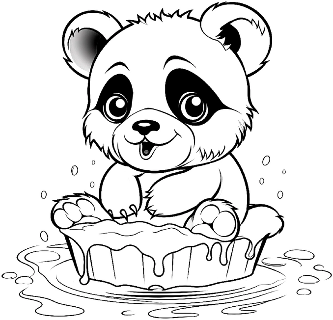 malvorlage-niedlicher-panda-im-wasserbad