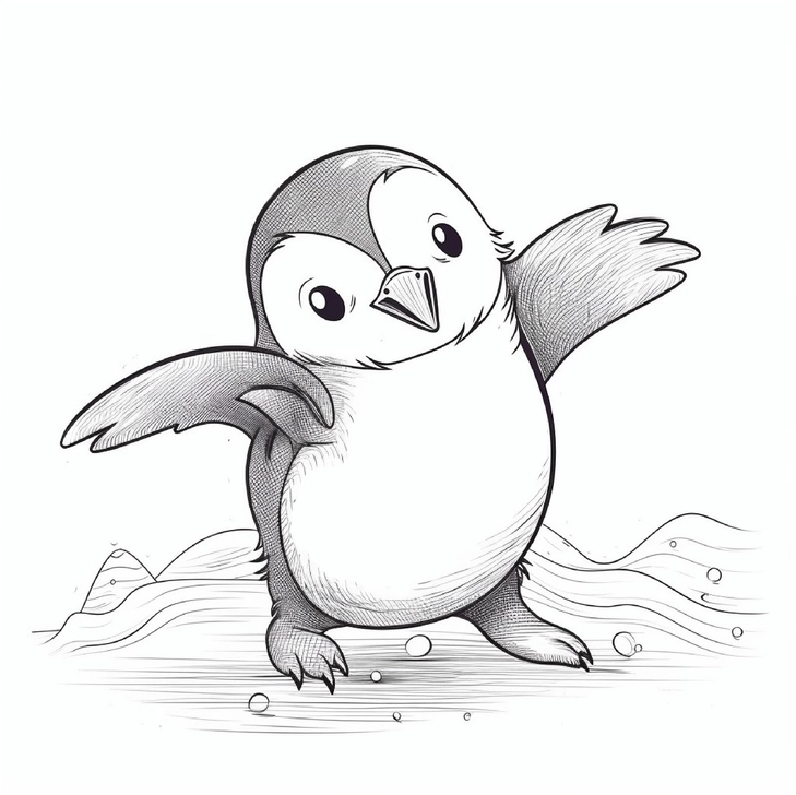 malvorlage-niedlicher-pinguin-fuer-kinder