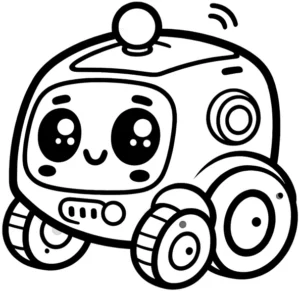 malvorlage-niedlicher-roboter-auf-raedern