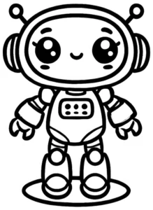 malvorlage-niedlicher-roboter-im-weltall
