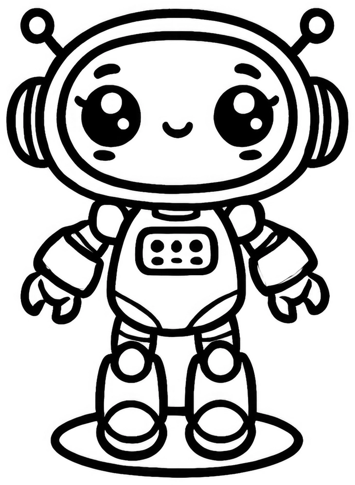 malvorlage-niedlicher-roboter-im-weltall