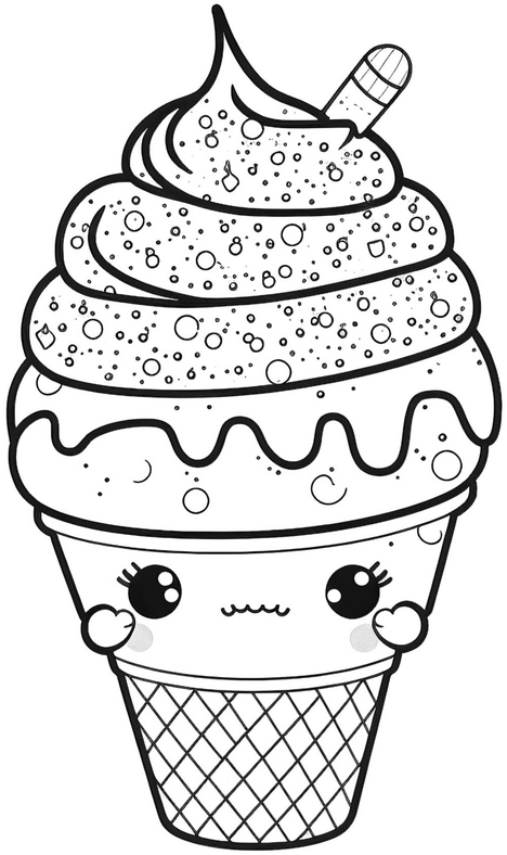 malvorlage-niedliches-eis-mit-topping-und-waffel