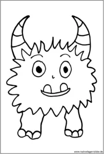 malvorlage-niedliches-monster-mit-hoernern