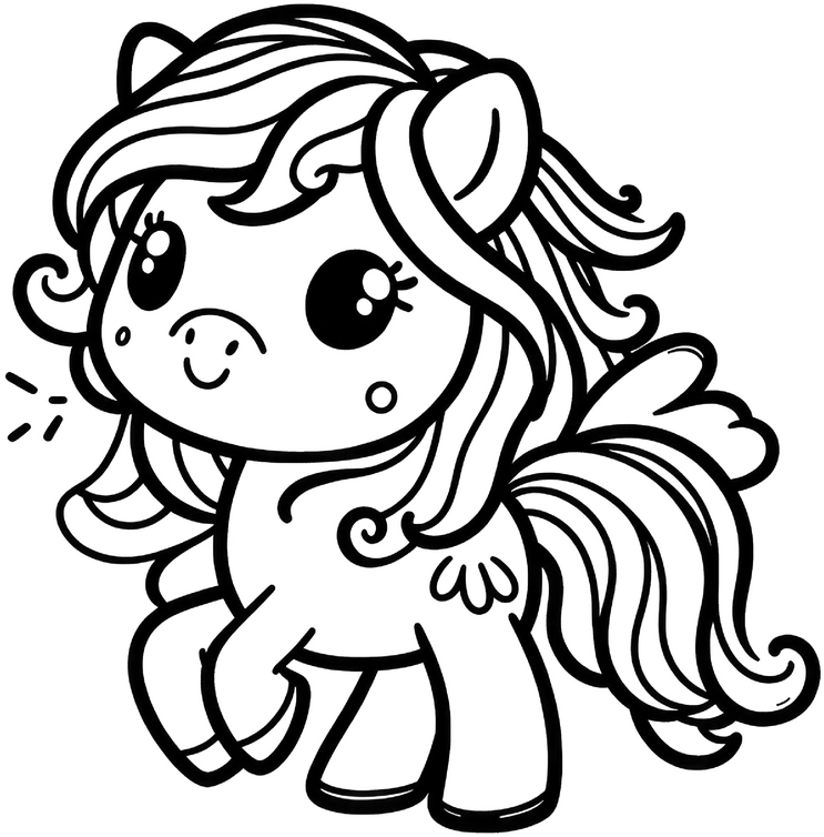 malvorlage-niedliches-pony-mit-langen-locken