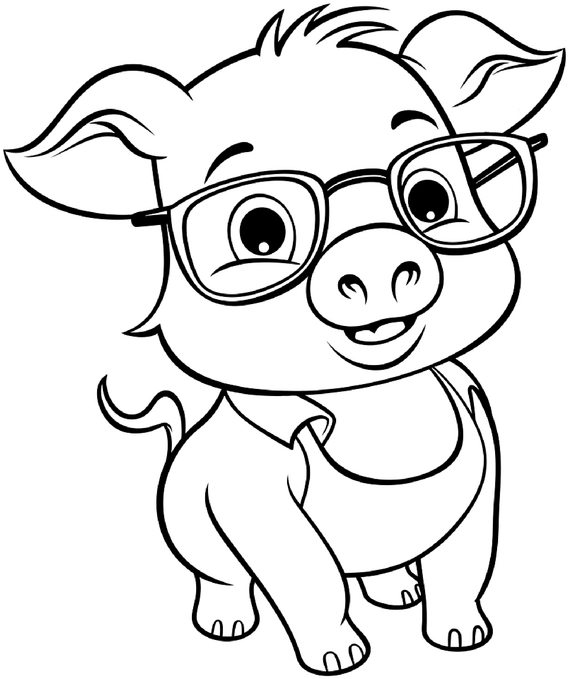 malvorlage-niedliches-schwein-mit-brille