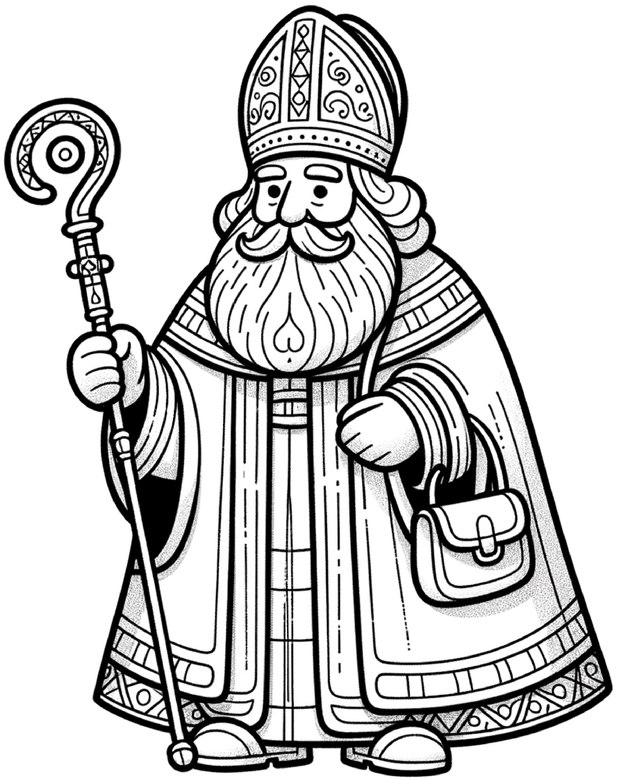 malvorlage-nikolaus-mit-stab-und-tasche