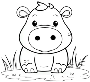 malvorlage-nilpferd-im-teich