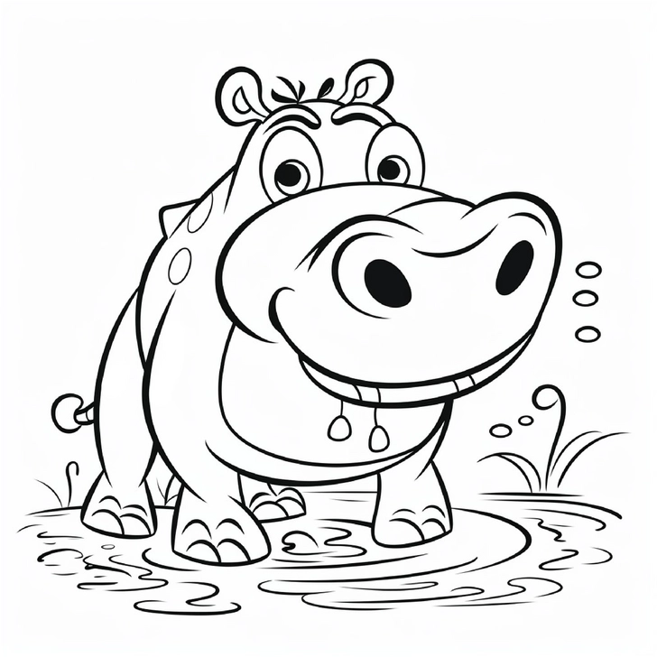 malvorlage-nilpferd-im-wasser
