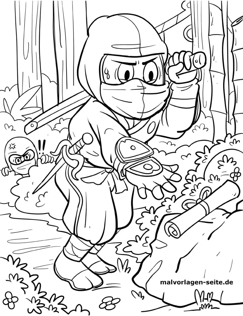 malvorlage-ninja-abenteuer-im-wald