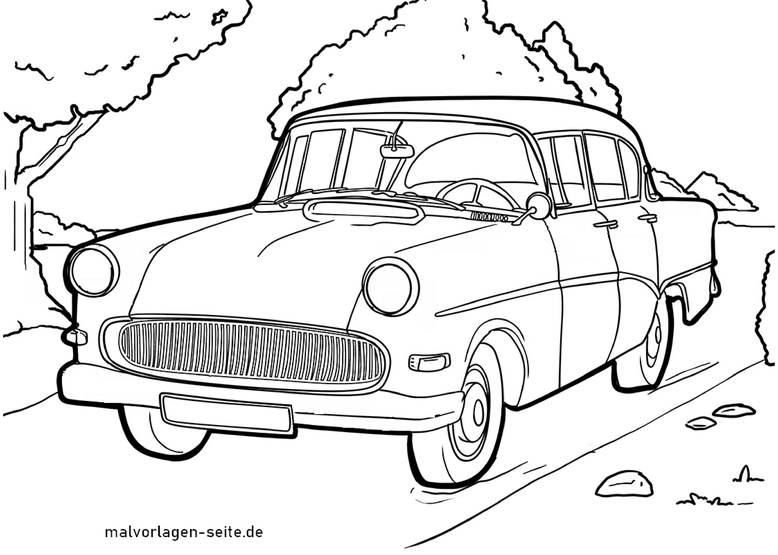 malvorlage-oldtimer-auf-der-landstrasse
