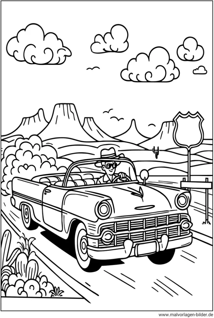 malvorlage-oldtimer-in-der-landschaft